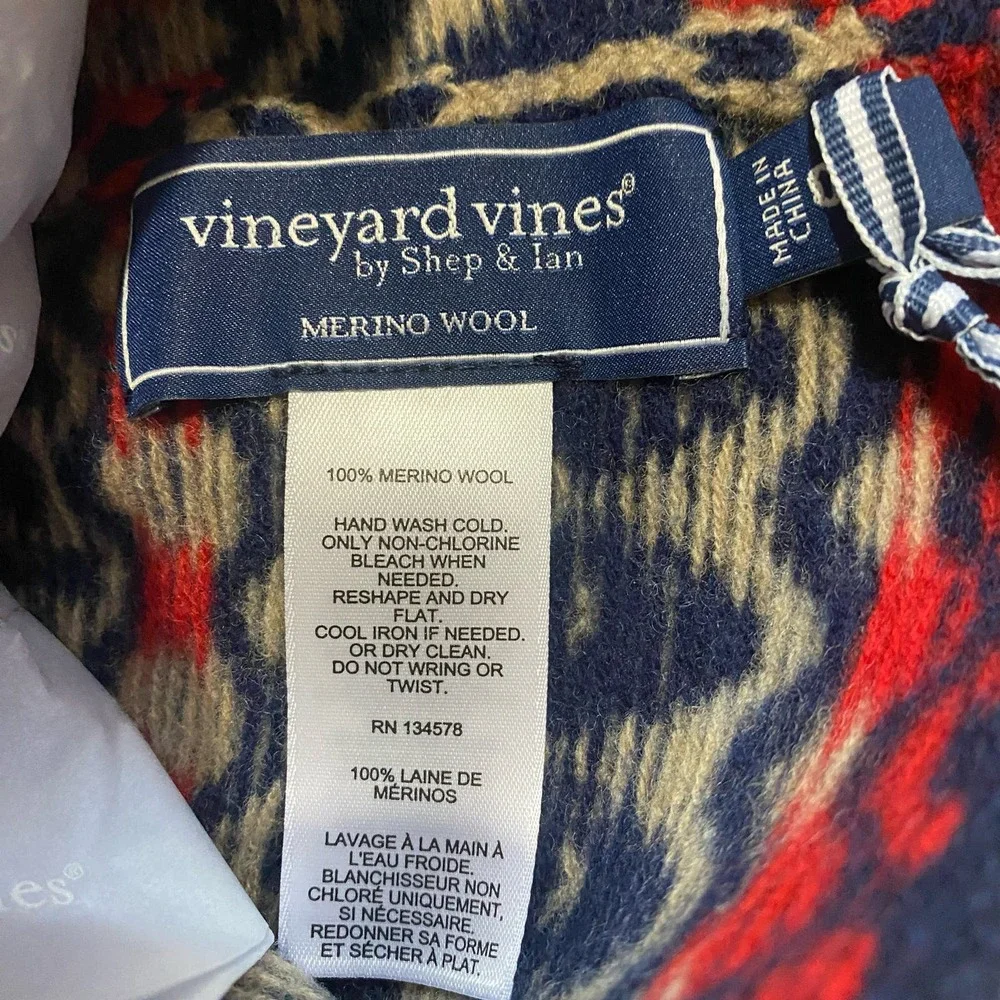 NWT Vineyard Vines Little Kids' Fair Isle Merino Wool Beanie Hat /Nautical Navy